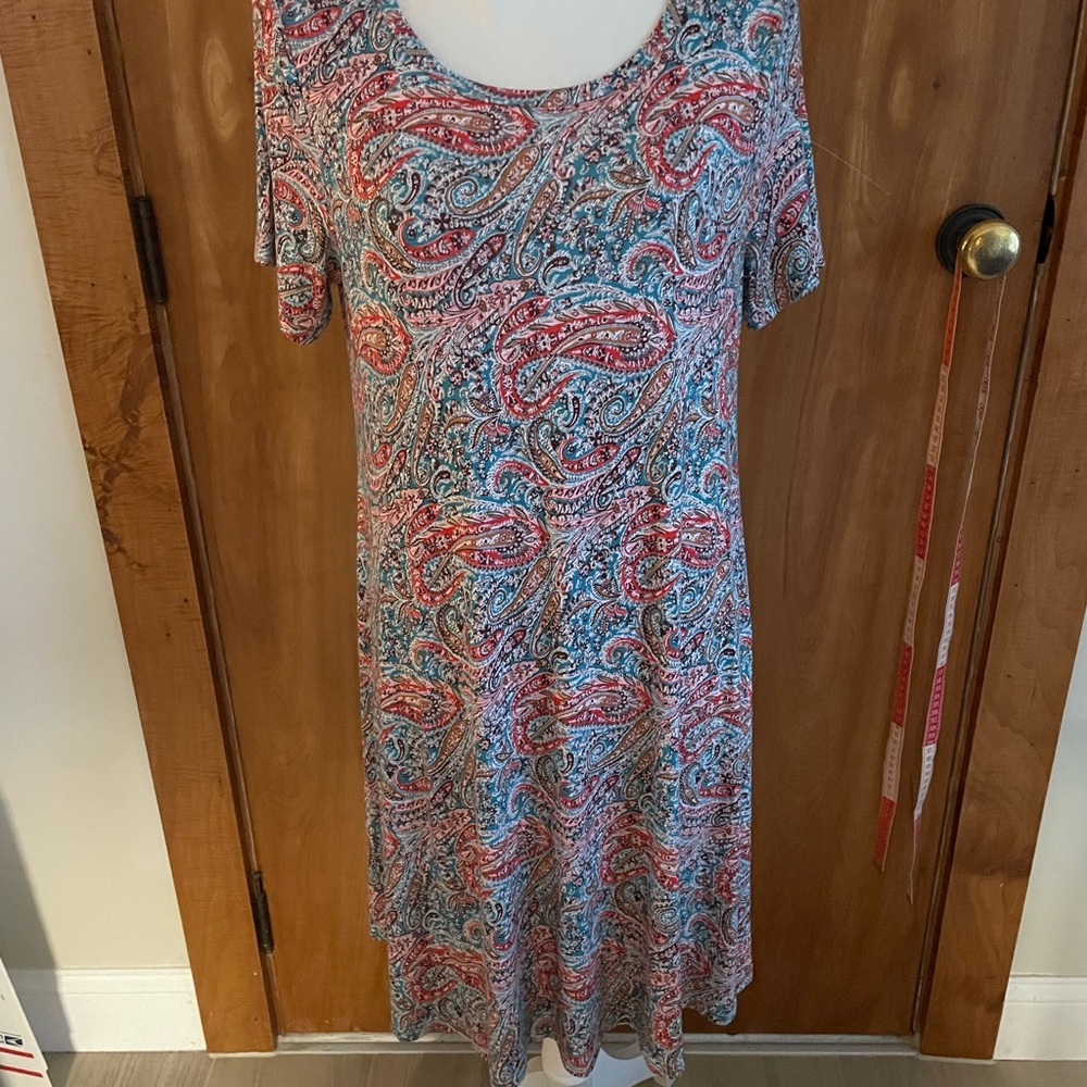 Blue and Red Casual Flutter Sleeve Midi Sundress size L